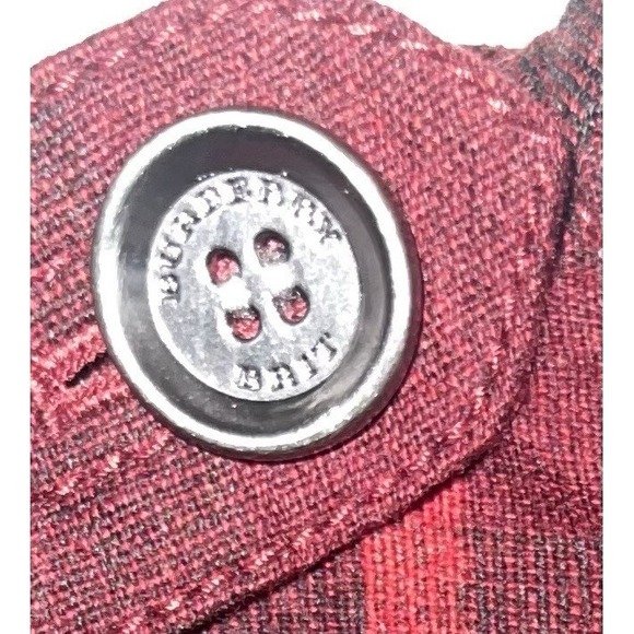 Burberry Brit Tartan Plaid Mini Dress Zip Back Womens Size 4 Wool Blend Red Gray - Picture 3 of 5